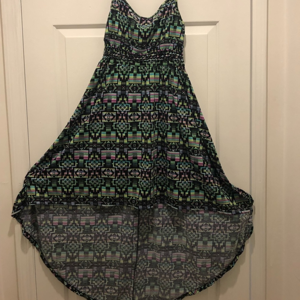 spaghetti strapped wild patterned dress